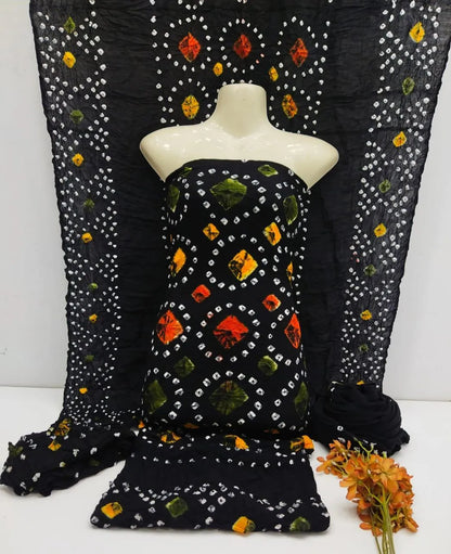 3Pc Black Linen Suit for Women – Full Hand Work | Shirt, Trouser & Dupatta