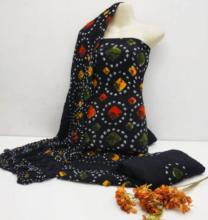 3Pc Black Linen Suit for Women – Full Hand Work | Shirt, Trouser & Dupatta