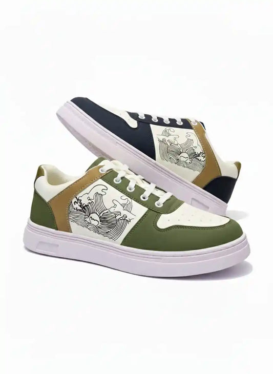 Artistic Patterned Chunky Platform Sneakers for Men